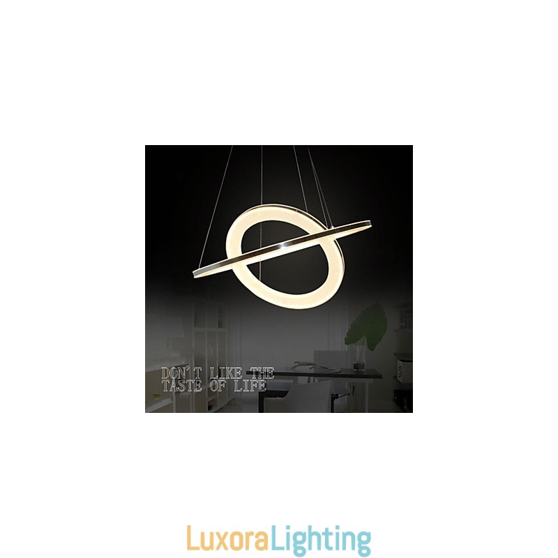 Designer Touch Decorative Acrylic Pendant Light Round Chandelier Lighting with 2 Rings Lamps Fixtures