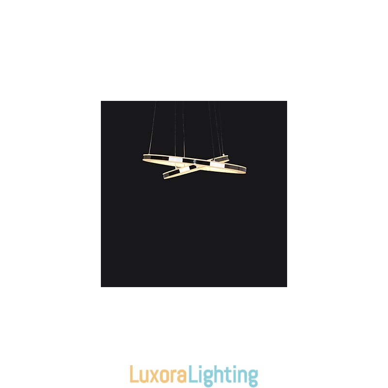 Designer Touch Decorative Acrylic Pendant Light Round Chandelier Lighting with 2 Rings Lamps Fixtures