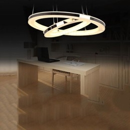 Designer Touch Decorative Acrylic Pendant Light Round Chandelier Lighting with 2 Rings Lamps Fixtures