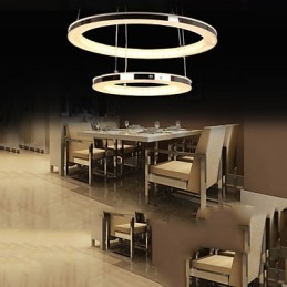 Designer Touch Decorative Acrylic Pendant Light Round Chandelier Lighting with 2 Rings Lamps Fixtures