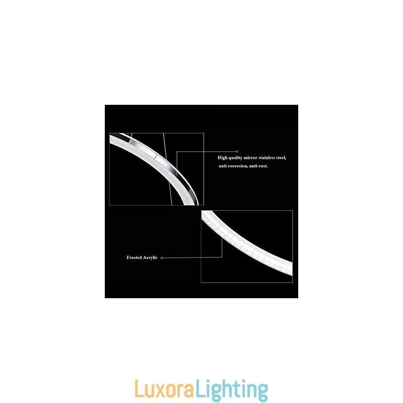 Designer Touch Decorative Acrylic Pendant Light Round Chandelier Lighting with 2 Rings Lamps Fixtures