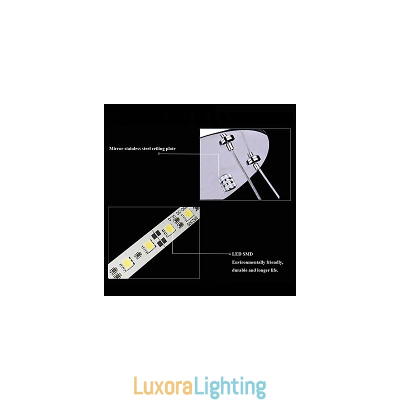 Designer Touch Decorative Acrylic Pendant Light Round Chandelier Lighting with 2 Rings Lamps Fixtures