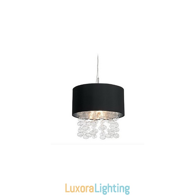 Designer Touch Decorative Modern Pendant Light with 7 Lights and Black Fabric Drum Shade (Base)