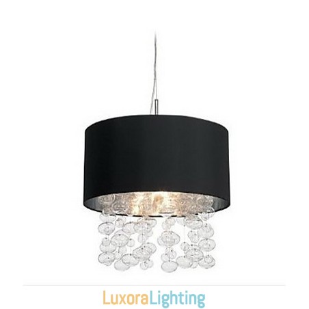Designer Touch Decorative Modern Pendant Light with 7 Lights and Black Fabric Drum Shade (Base)