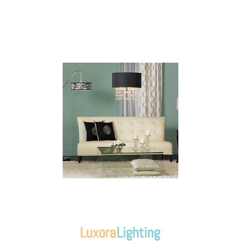 Designer Touch Decorative Modern Pendant Light with 7 Lights and Black Fabric Drum Shade (Base)