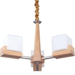 Designer Touch Decorative Oak Pendant Lamp Three Lights Oak and Glass