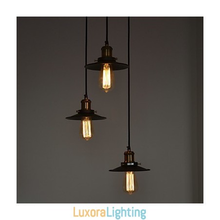 Designer Touch Decorative Vintage 3 Light Pendant In Iron Shade