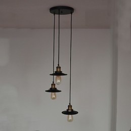 Designer Touch Decorative Vintage 3 Light Pendant In Iron Shade