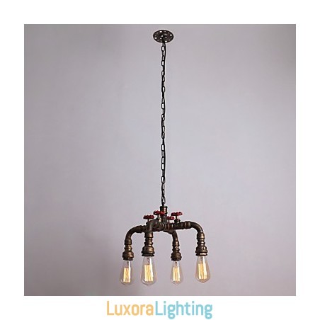 Designer Touch Decorative Water Pipe Retro 4Light Painting Pendant