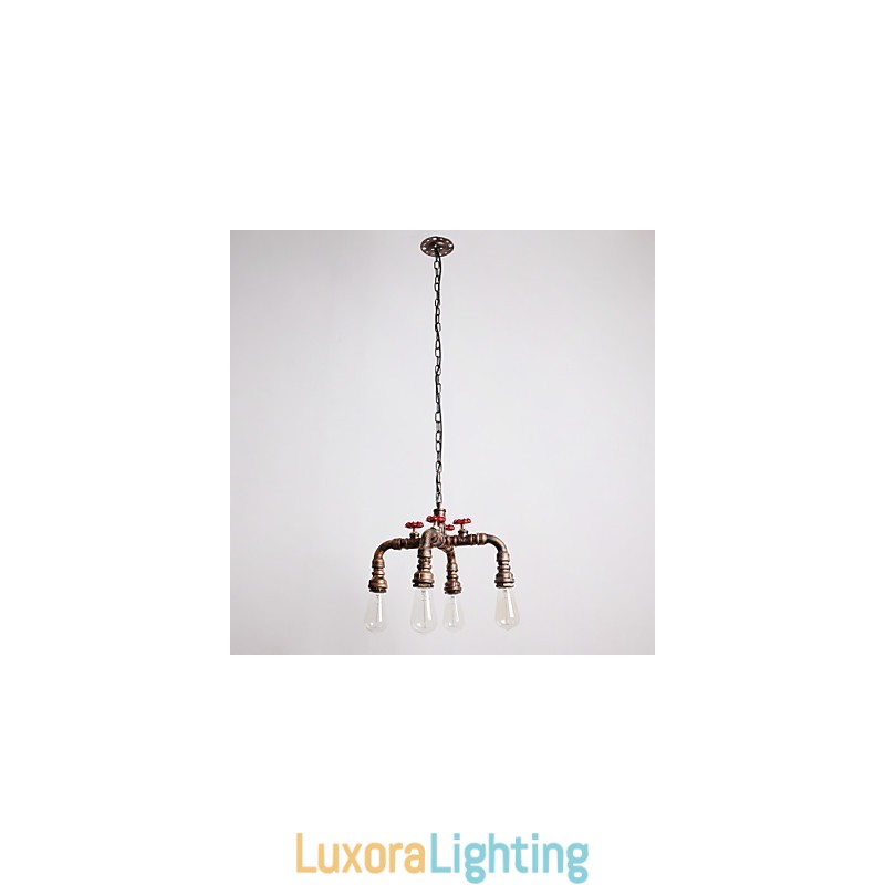 Designer Touch Decorative Water Pipe Retro 4Light Painting Pendant