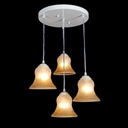 Designer Touch Decorative White Pendant Four Lights Pattern Glass Shade Hand Gilt European Retro Classic