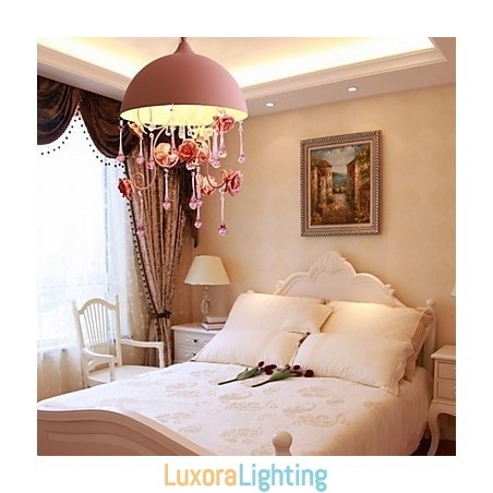 Designer Touch Decorative A Small Pink Rose Garden Chandelier Lamp Iron Princess