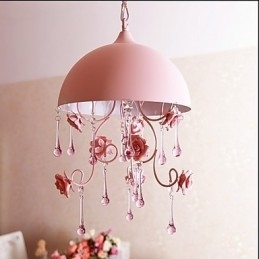 Designer Touch Decorative A Small Pink Rose Garden Chandelier Lamp Iron Princess