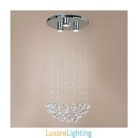 Designer Touch Decorative Modern 3 Light Flush Mount with Crystal Beads