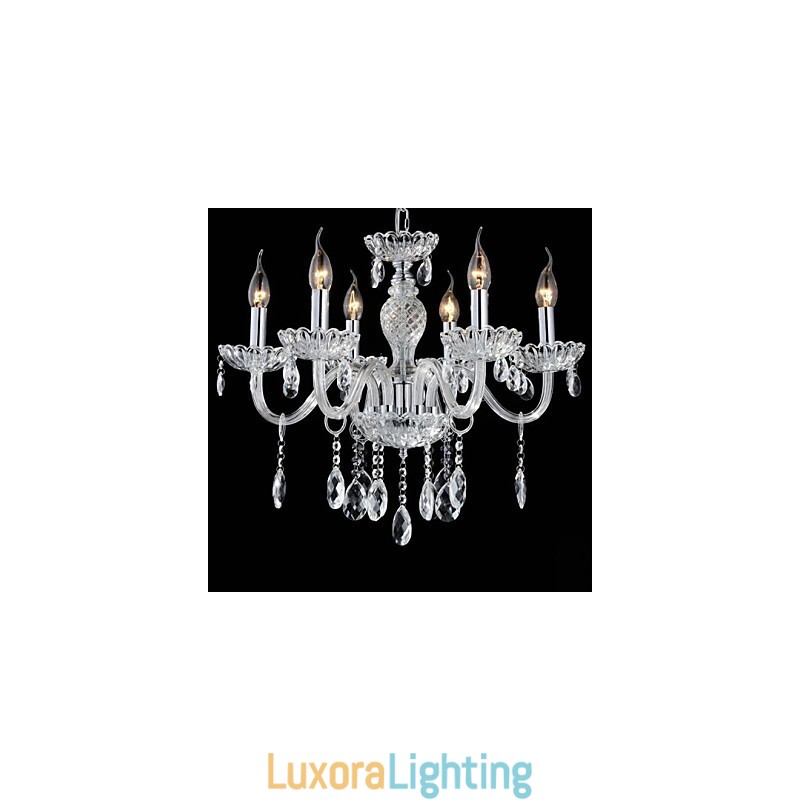 Designer Touch Decorative 6 Light The style of palace Glass Chandelier With Candle Bulb