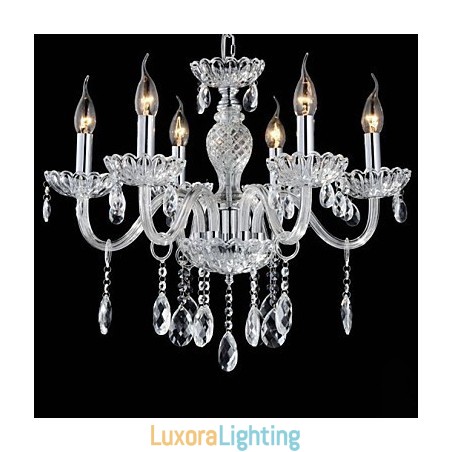 Designer Touch Decorative 6 Light The style of palace Glass Chandelier With Candle Bulb