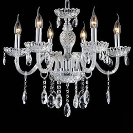 Designer Touch Decorative 6 Light The style of palace Glass Chandelier With Candle Bulb
