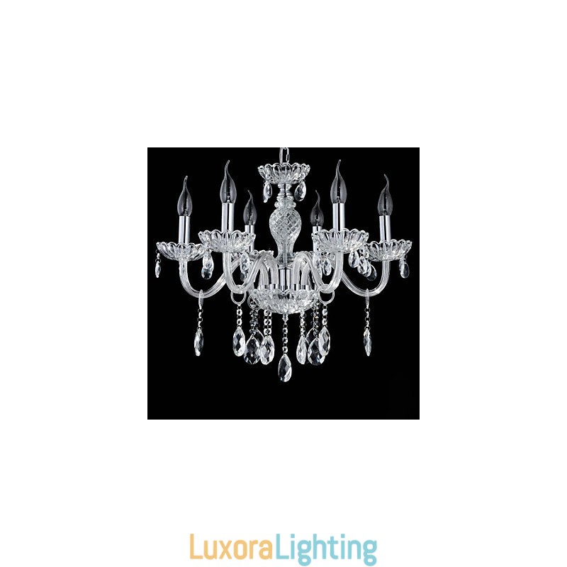 Designer Touch Decorative 6 Light The style of palace Glass Chandelier With Candle Bulb