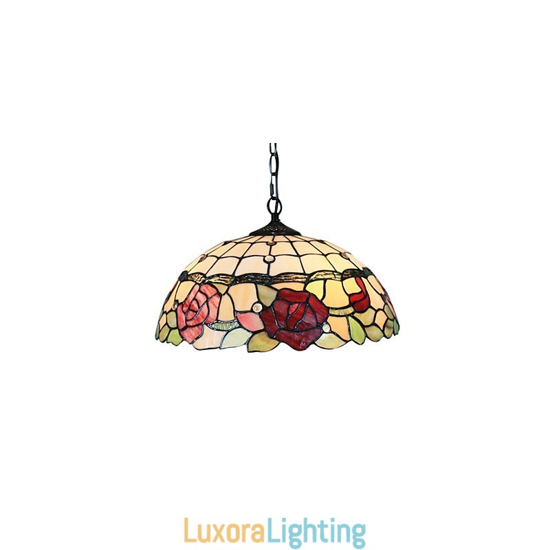 Designer Touch Decorative Pendant Light with 2 Light in Rose Patterned Shade