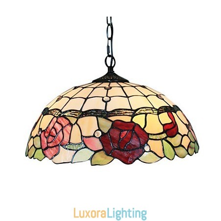 Designer Touch Decorative Pendant Light with 2 Light in Rose Patterned Shade