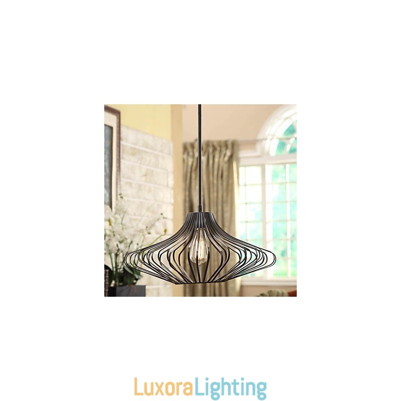 Designer Touch Decorative Modern Pendant Light with Black Metal Structure Shade