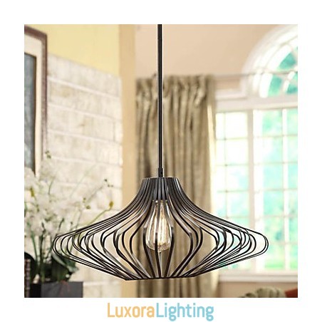 Designer Touch Decorative Modern Pendant Light with Black Metal Structure Shade