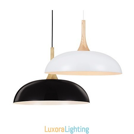 Designer Touch Decorative Mini Artistic Pendant Lamp 1 Light Modern Simplicity Black White Finish Aluminum & Wooden Droplight