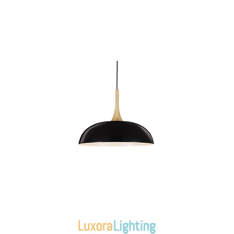 Designer Touch Decorative Mini Artistic Pendant Lamp 1 Light Modern Simplicity Black White Finish Aluminum & Wooden Droplight
