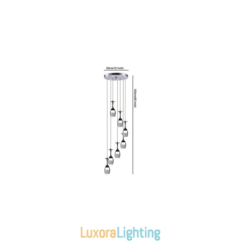 Designer Touch Decorative Modern Pendant Light 7 Lights Integrated Bulbs Included Stair Light