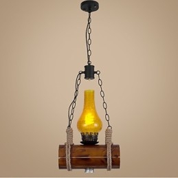 Designer Touch Decorative Bar Of The Retro Solid Wood Single Head Pendant