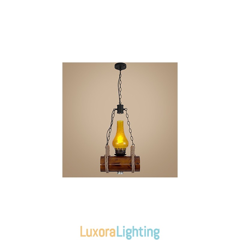 Designer Touch Decorative Bar Of The Retro Solid Wood Single Head Pendant