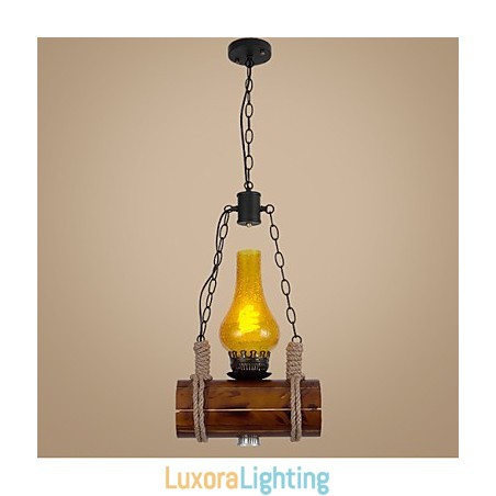 Designer Touch Decorative Bar Of The Retro Solid Wood Single Head Pendant