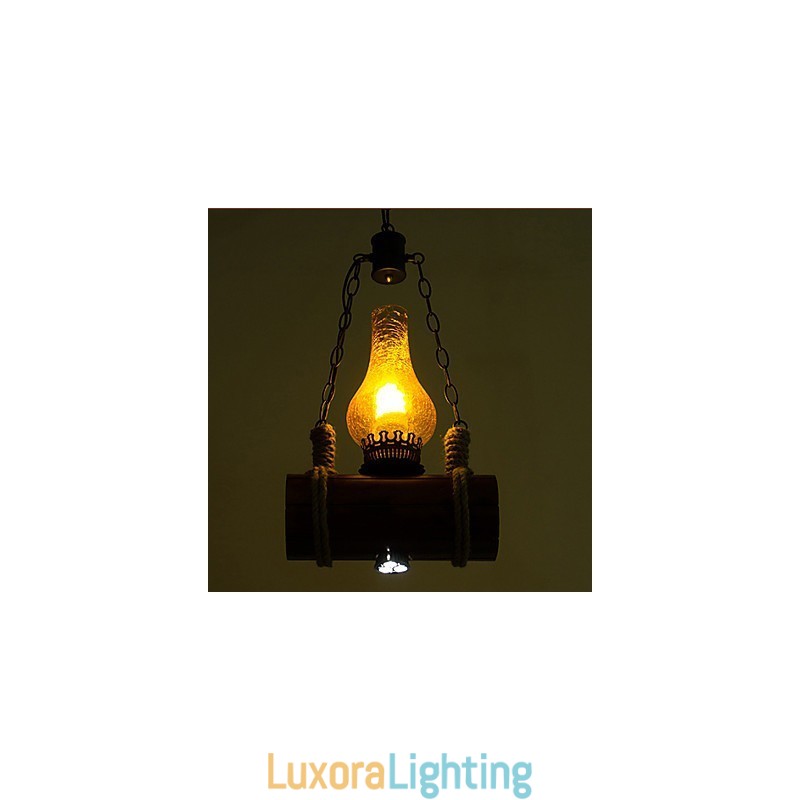 Designer Touch Decorative Bar Of The Retro Solid Wood Single Head Pendant