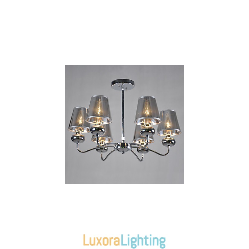 Designer Touch Decorative Vintage Chandelier 6 Light Classic Fabric Metal Painting
