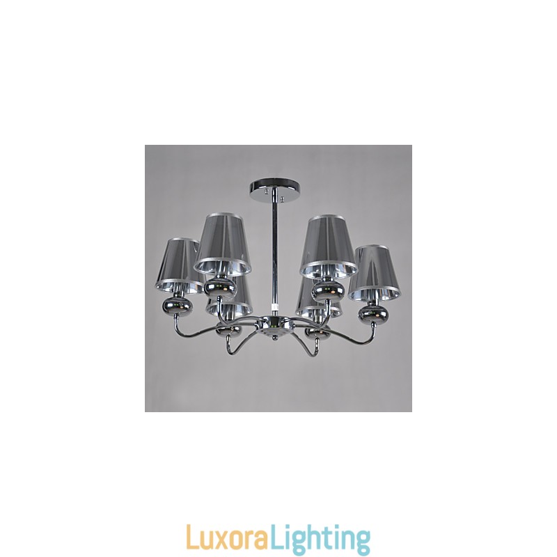 Designer Touch Decorative Vintage Chandelier 6 Light Classic Fabric Metal Painting