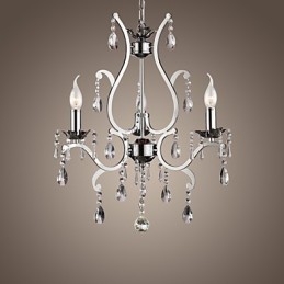 Designer Touch Decorative Crystal Chandelier with 3 Lights in Metal