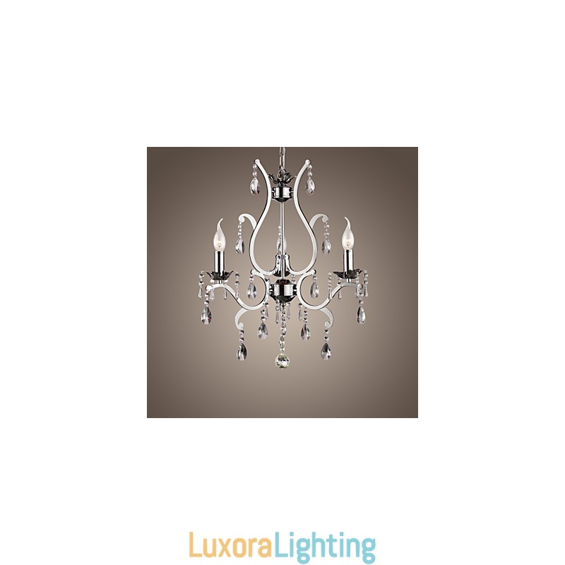 Designer Touch Decorative Crystal Chandelier with 3 Lights in Metal