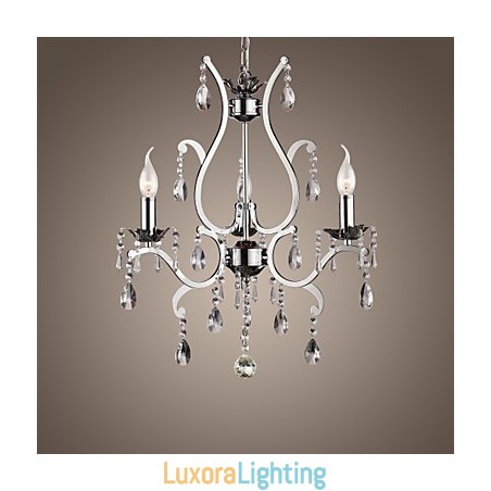 Designer Touch Decorative Crystal Chandelier with 3 Lights in Metal