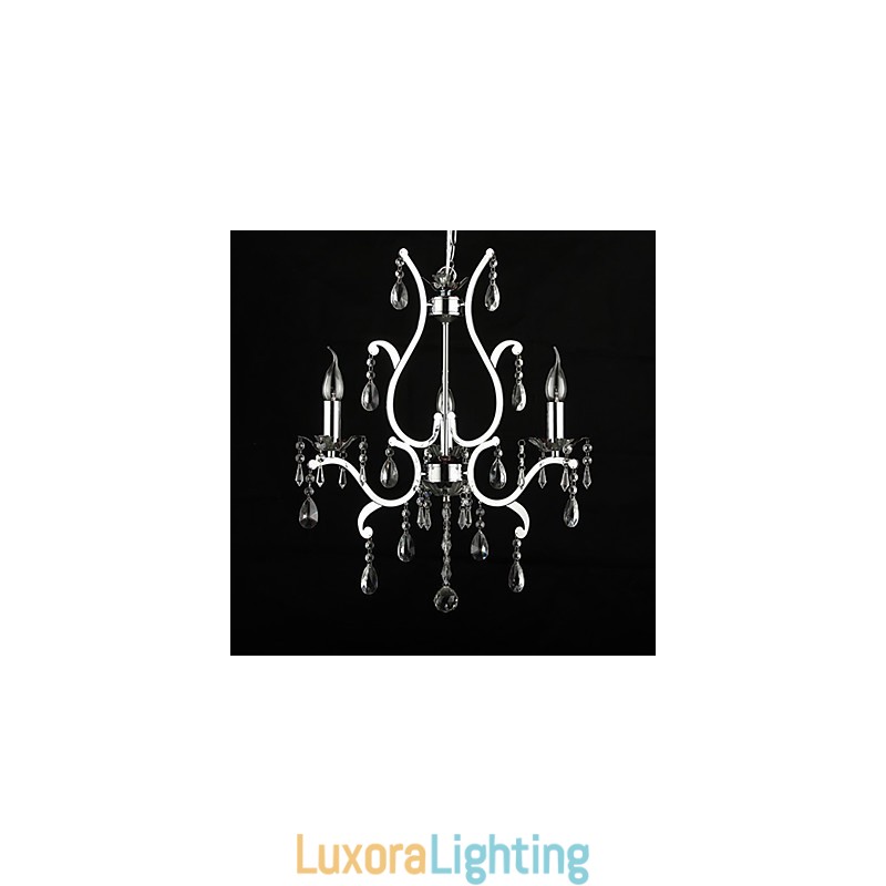 Designer Touch Decorative Crystal Chandelier with 3 Lights in Metal