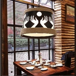 Designer Touch Decorative Hemp American Retro Cafe Simple Pastoral Chandelier