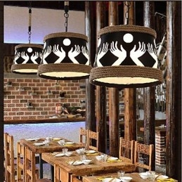 Designer Touch Decorative Hemp American Retro Cafe Simple Pastoral Chandelier