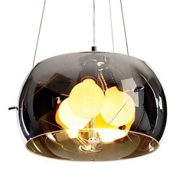 Designer Touch Decorative Italian Style Modern Quaint 3 Light Pendant With Black Transparent Shade
