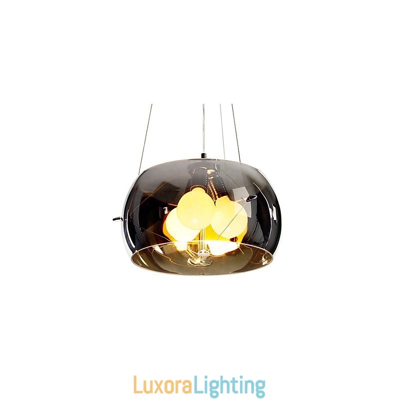 Designer Touch Decorative Italian Style Modern Quaint 3 Light Pendant With Black Transparent Shade