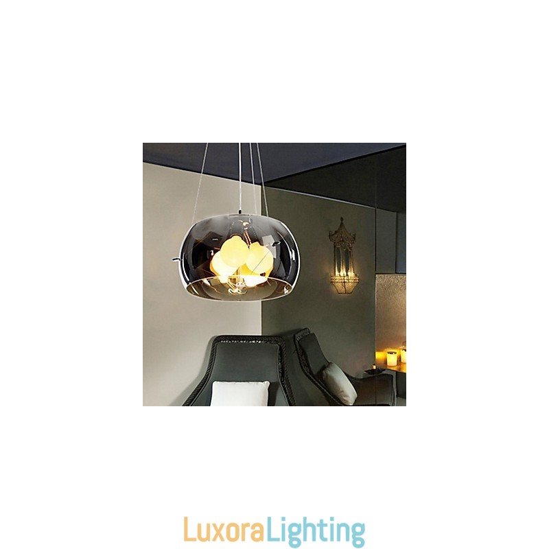 Designer Touch Decorative Italian Style Modern Quaint 3 Light Pendant With Black Transparent Shade