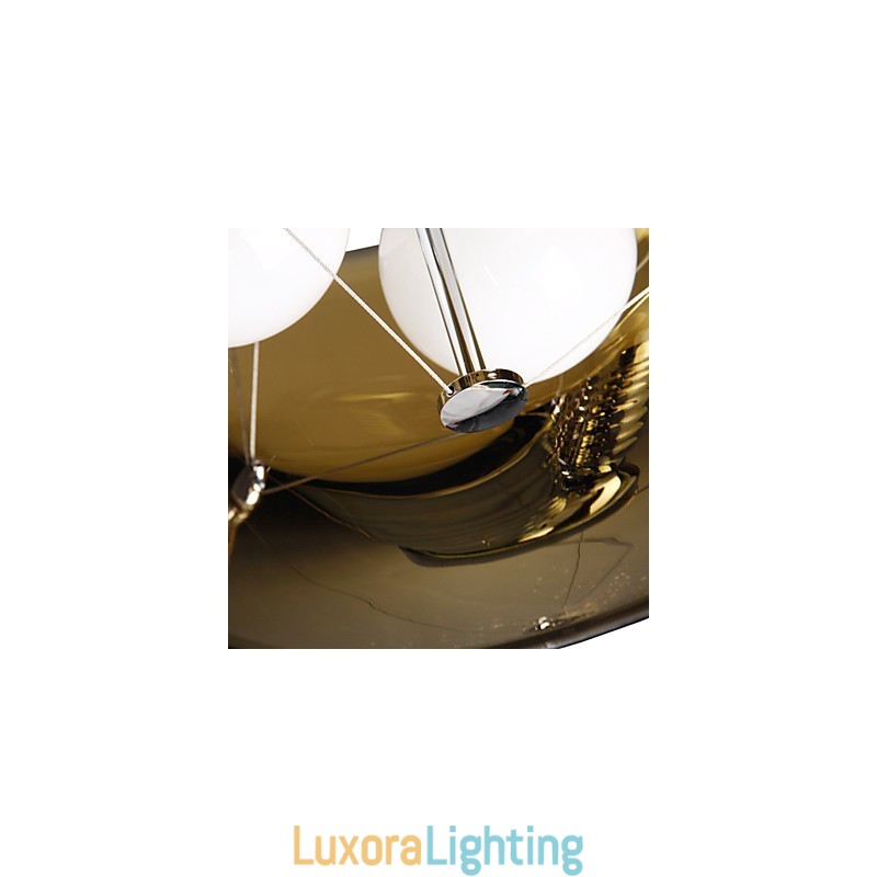 Designer Touch Decorative Italian Style Modern Quaint 3 Light Pendant With Black Transparent Shade