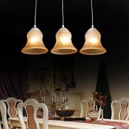 Designer Touch Decorative White Pendant Three Lights Pattern Glass Shade Hand Gilt European Retro Classic