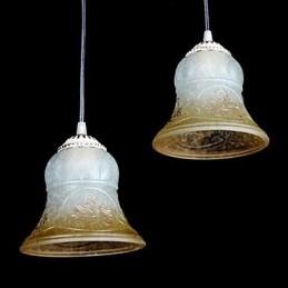 Designer Touch Decorative White Pendant Three Lights Pattern Glass Shade Hand Gilt European Retro Classic