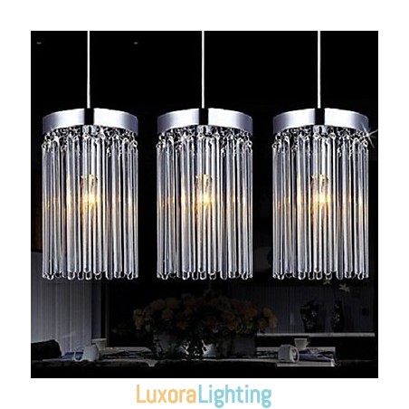Designer Touch Decorative Modern 3 Lights Pendant With Glass Rod