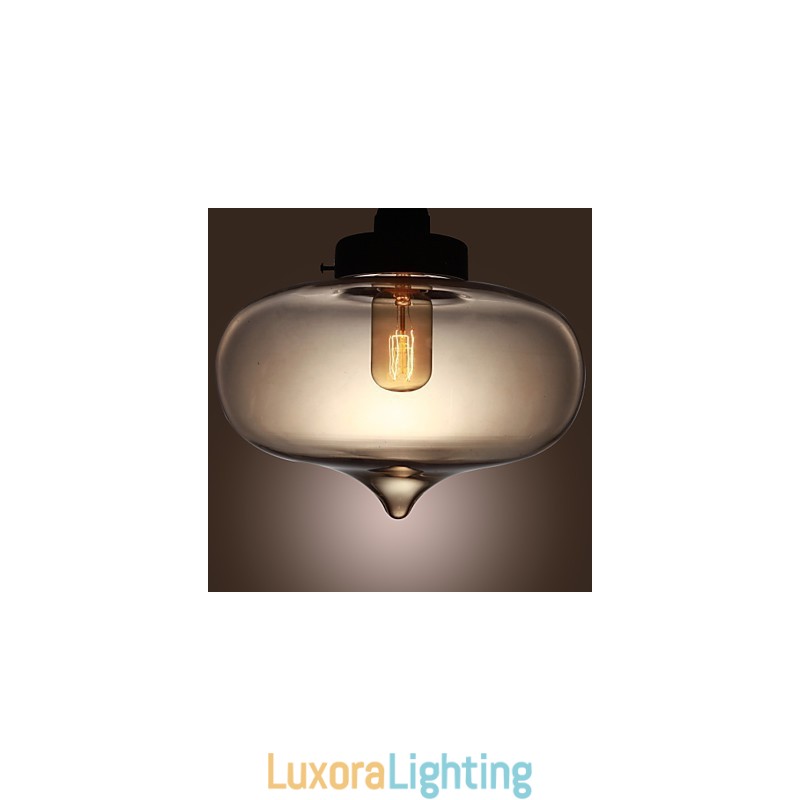 Designer Touch Decorative Transparent Glass Pendant Light in Brown Bubble Design