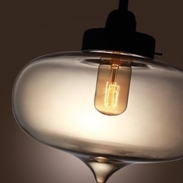 Designer Touch Decorative Transparent Glass Pendant Light in Brown Bubble Design